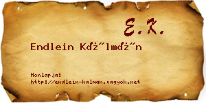 Endlein Kálmán névjegykártya
